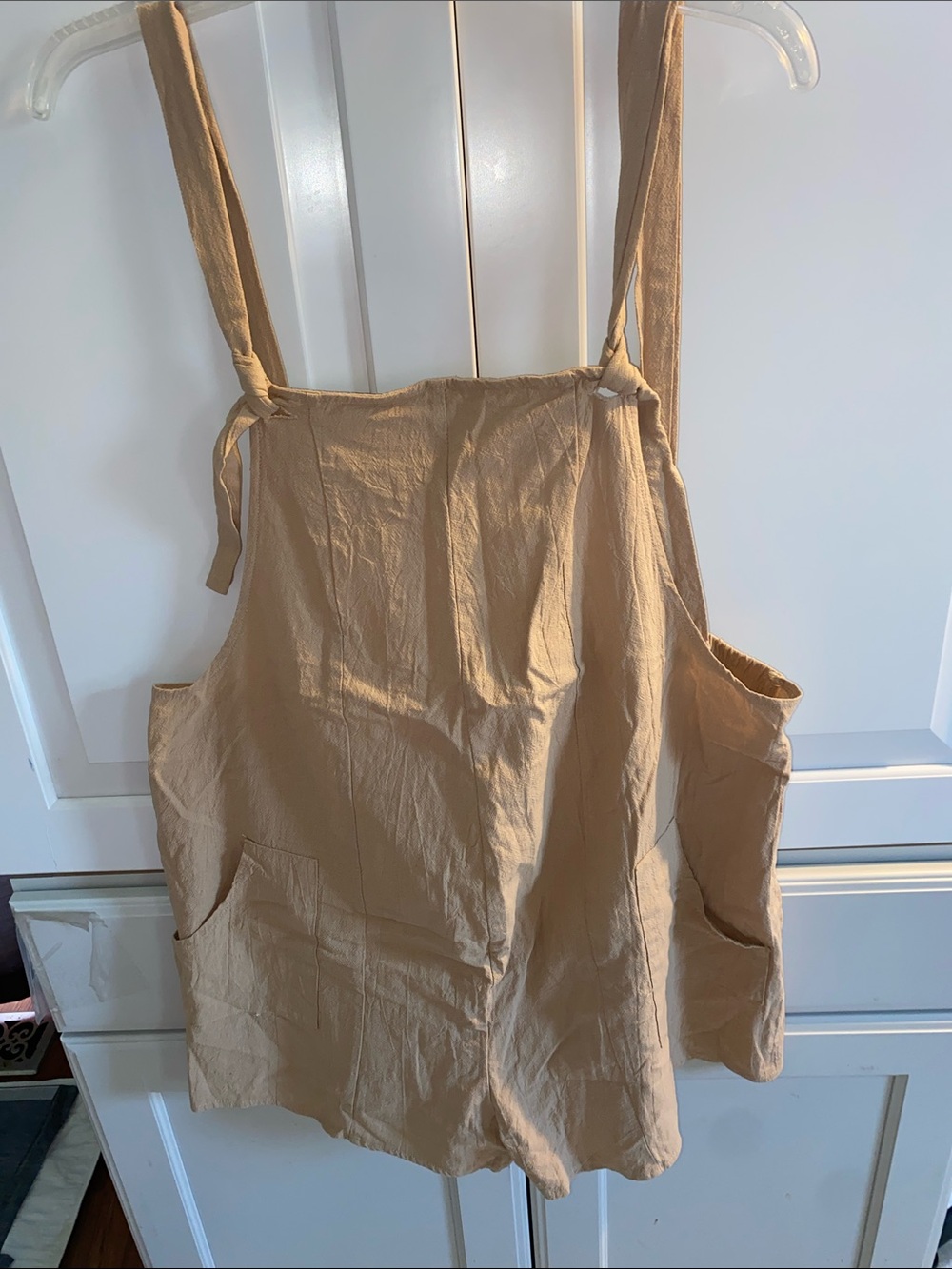 SHEIN Casual Beige Linen-Blend Romper with Pockets